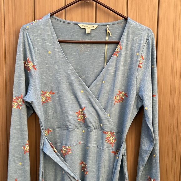 Toad&Co Cue Wrap Dress  Women's Medium Glacier Spray Print New - Picture 3 of 13